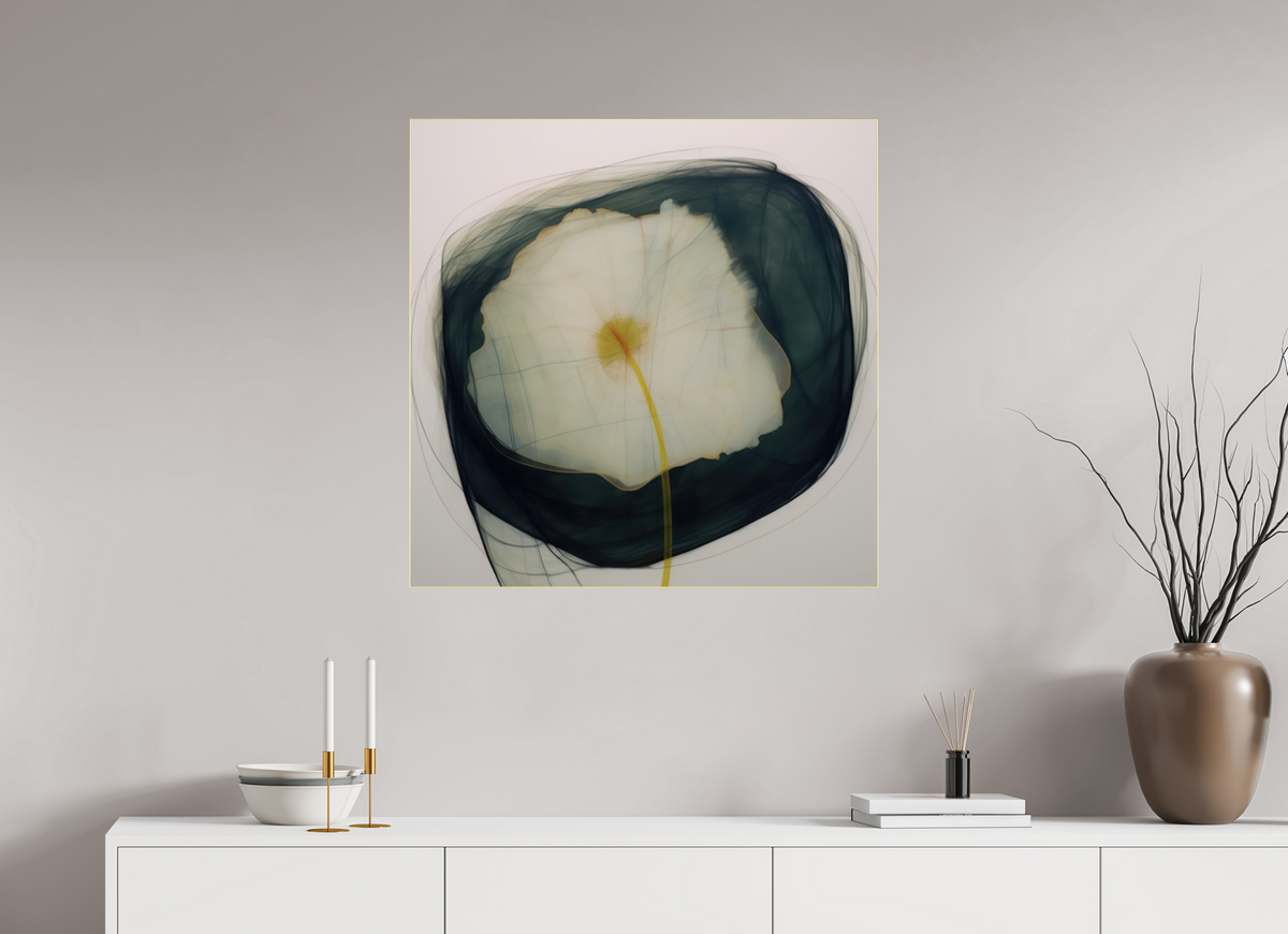 Lily with Yellow and Red Center behind plexiglass