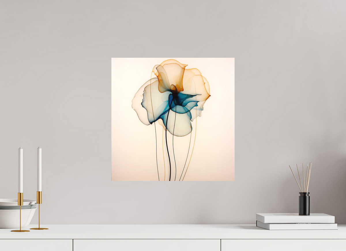 'Mirthful Azure and Ember Dance' printed on Aluminium