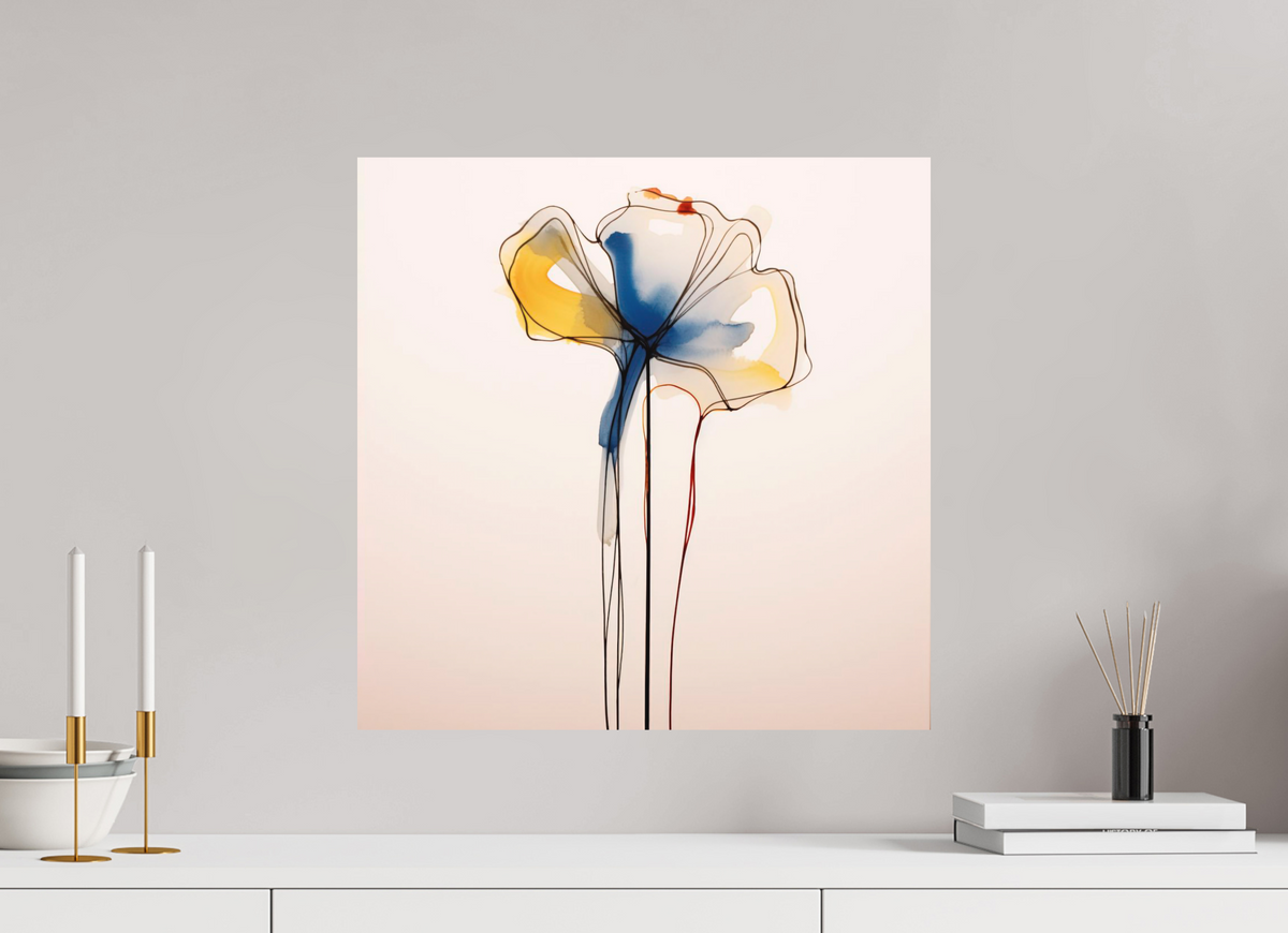 'Blue and Gold Petal Symphony' printed on Aluminium