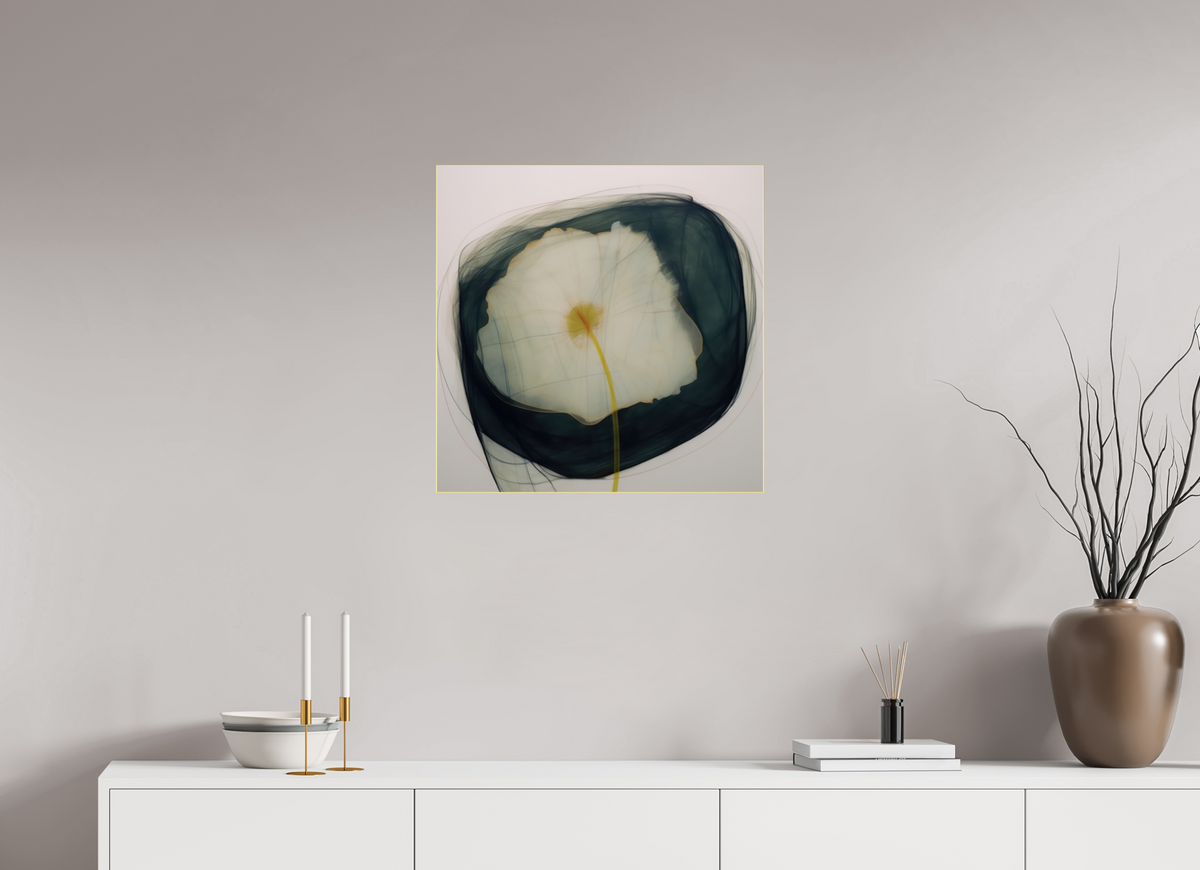 Lily with Yellow and Red Center behind plexiglass
