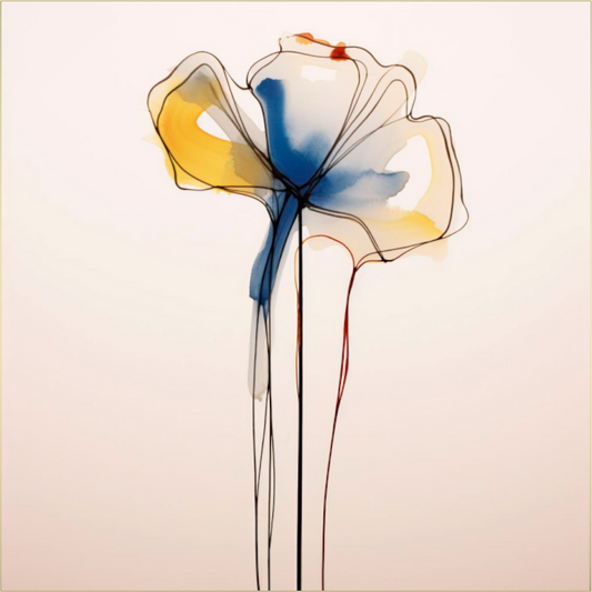 'Blue and Gold Petal Symphony' behind Plexiglass