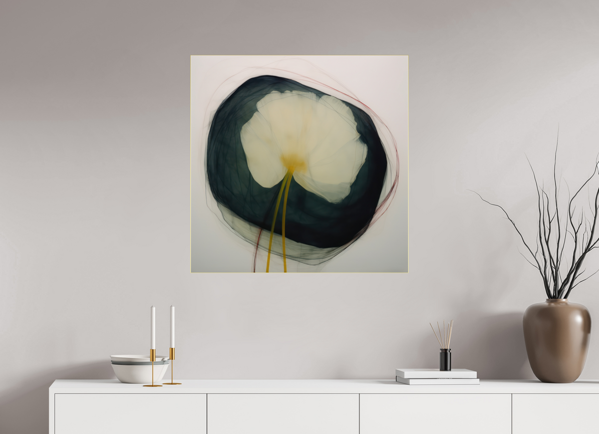 Lily with Yellow Center behind plexiglass