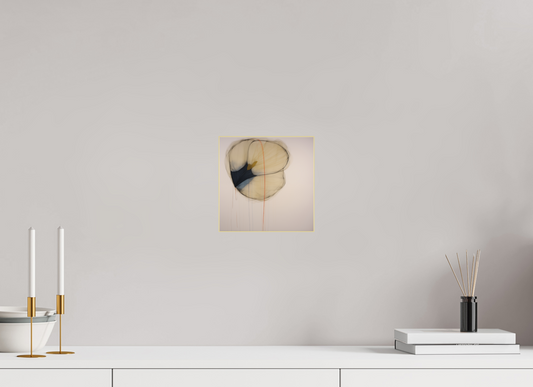 Golden Flower with Red Line behind plexiglass