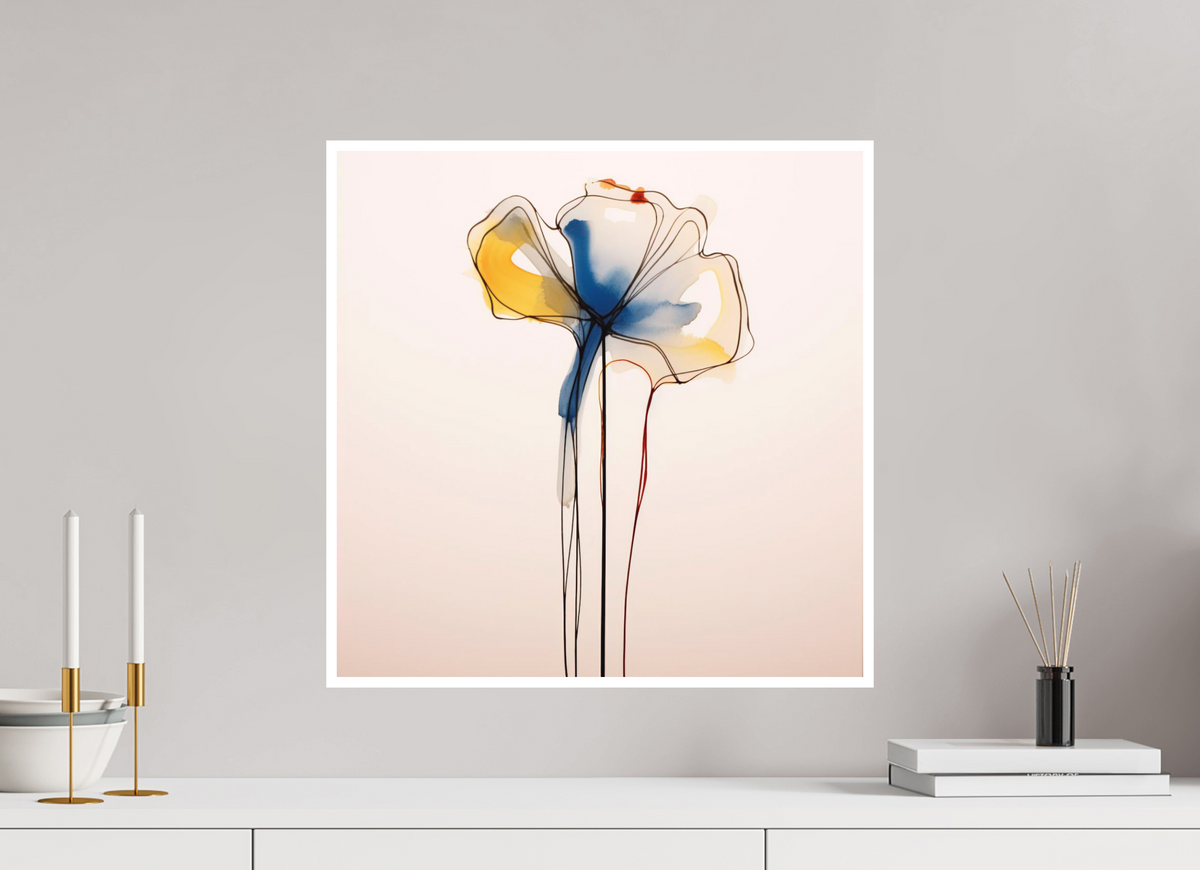 'Blue and Gold Petal Symphony' Fine Art Print