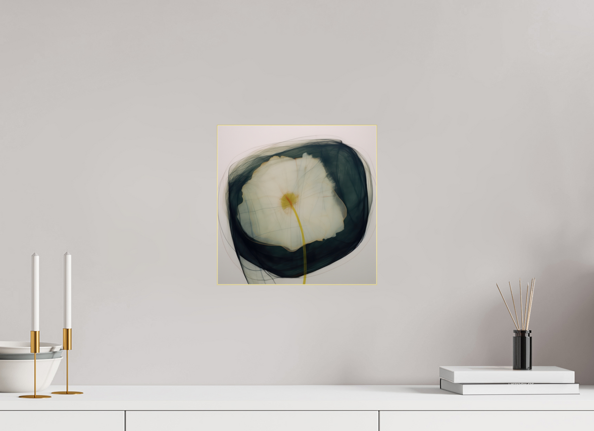 Lily with Yellow and Red Center behind plexiglass