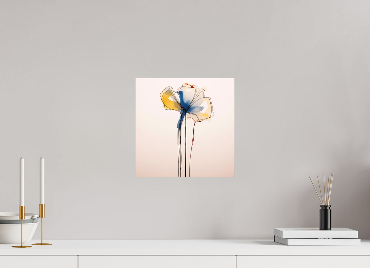 'Blue and Gold Petal Symphony' printed on Aluminium