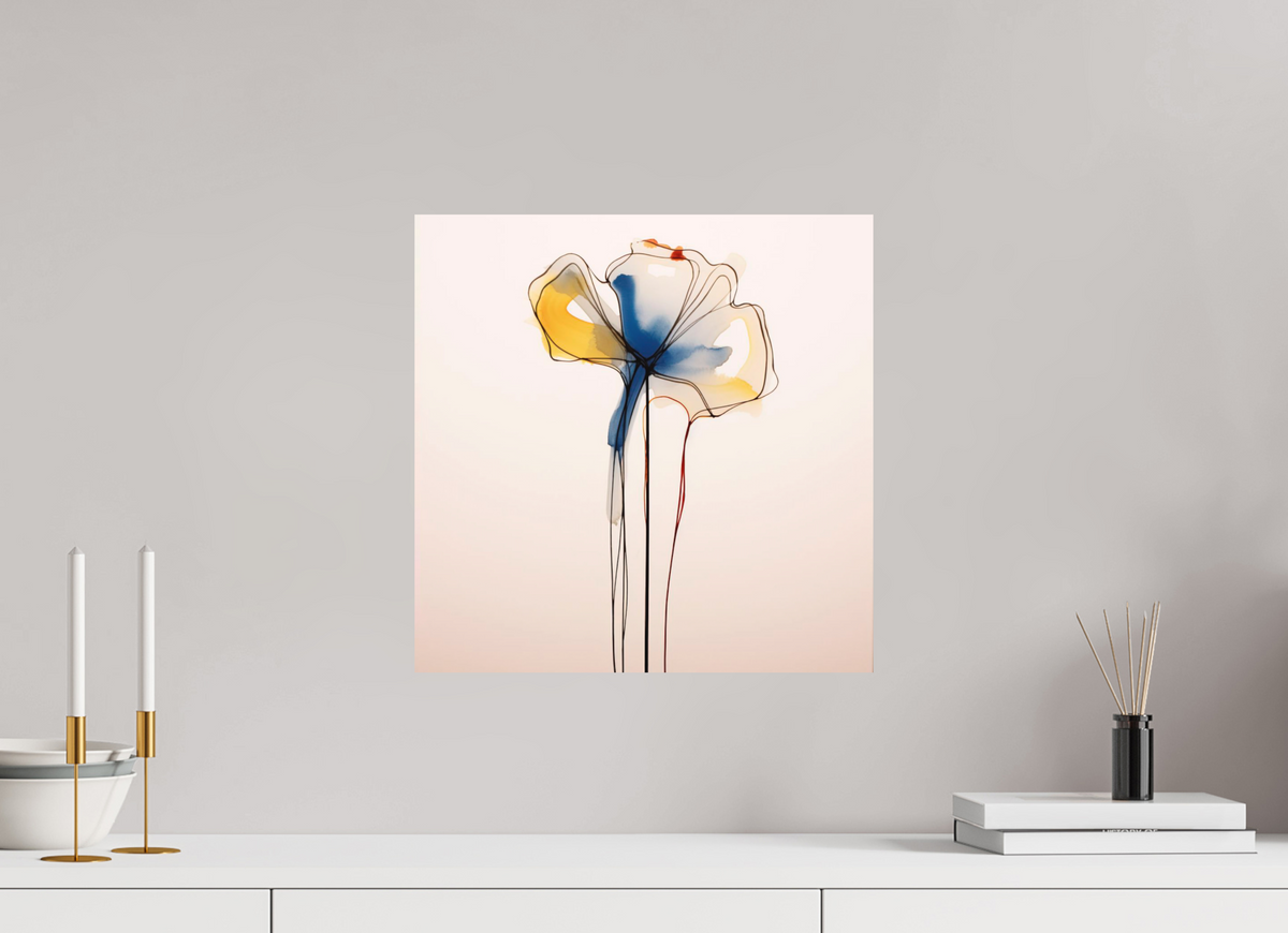 'Blue and Gold Petal Symphony' printed on Aluminium