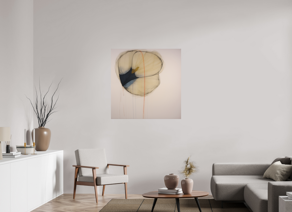Golden Flower with Red Line printed directly on aluminium