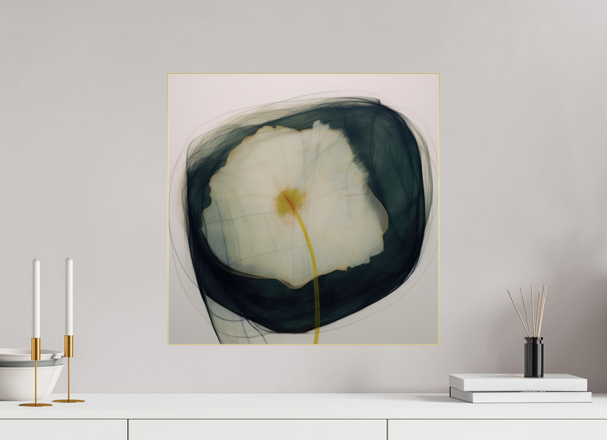 Lily with Yellow and Red Center behind plexiglass