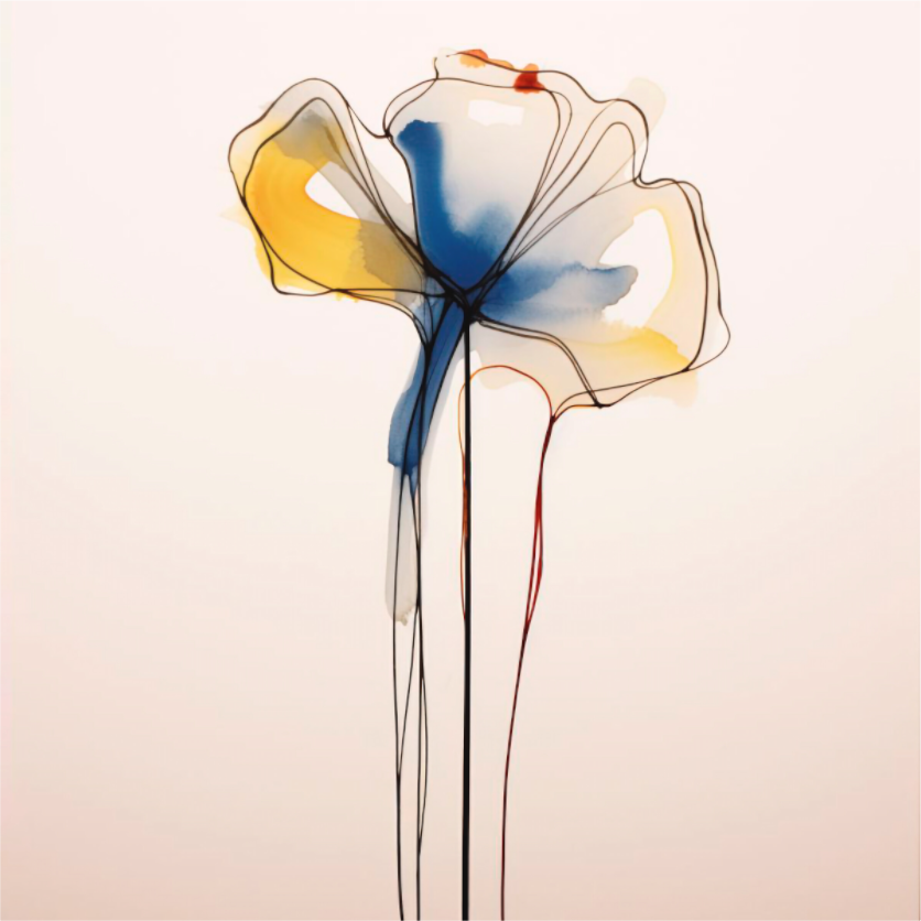 'Blue and Gold Petal Symphony' printed on Aluminium