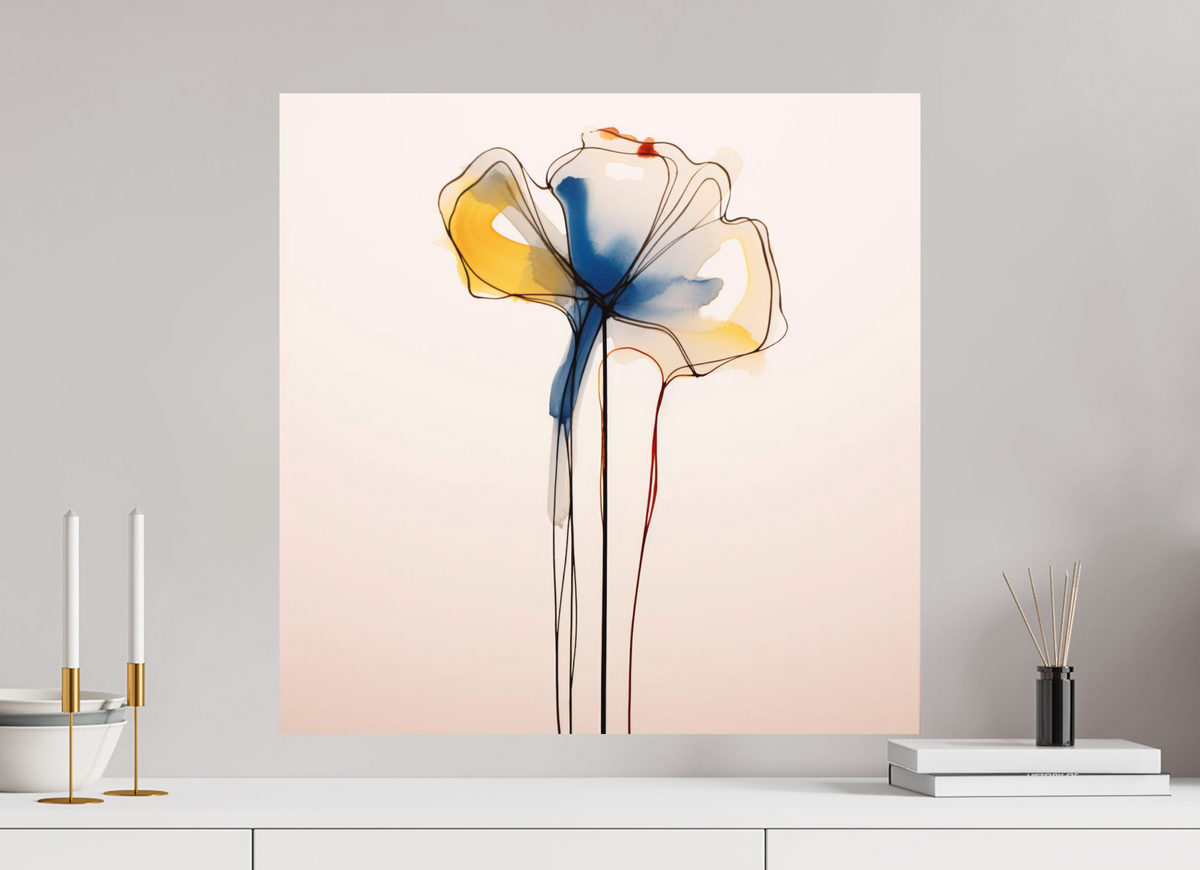 'Blue and Gold Petal Symphony' printed on Aluminium