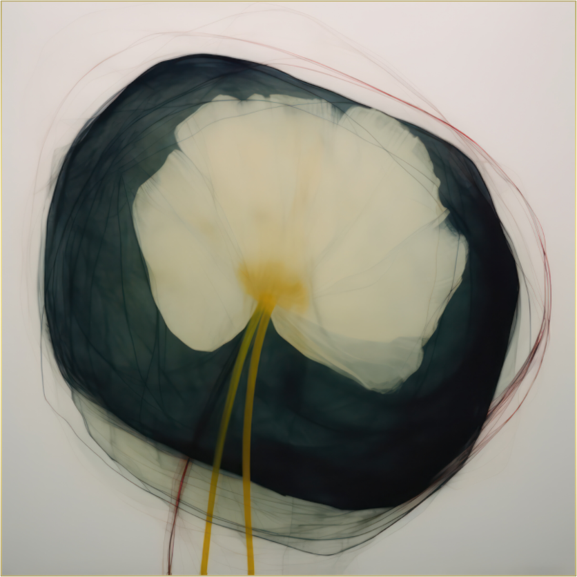 Lily with Yellow Center behind plexiglass