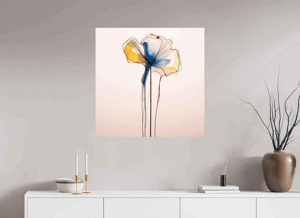 'Blue and Gold Petal Symphony' printed on Aluminium