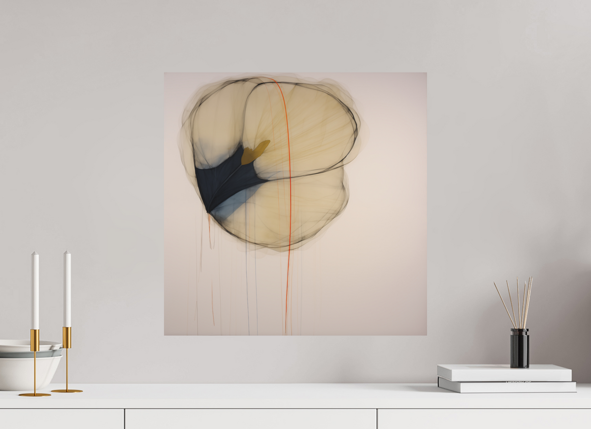 Golden Flower with Red Line printed directly on aluminium