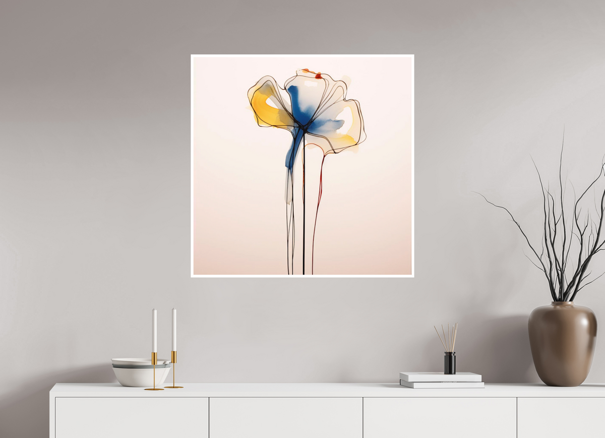 'Blue and Gold Petal Symphony' Fine Art Print